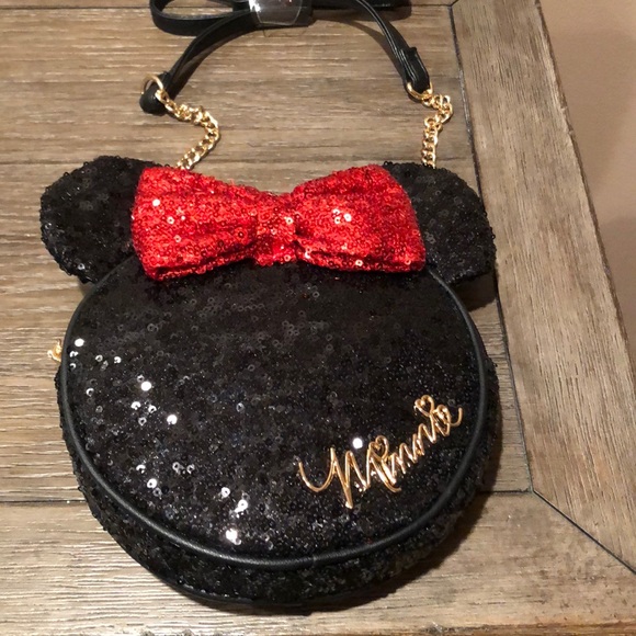 Disney Handbags - Minnie Mouse Ears round Sequined purse NWT
